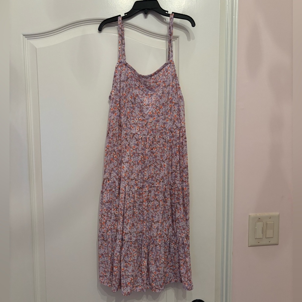 Floral Tiered Mini Sundress - Purple/Orange